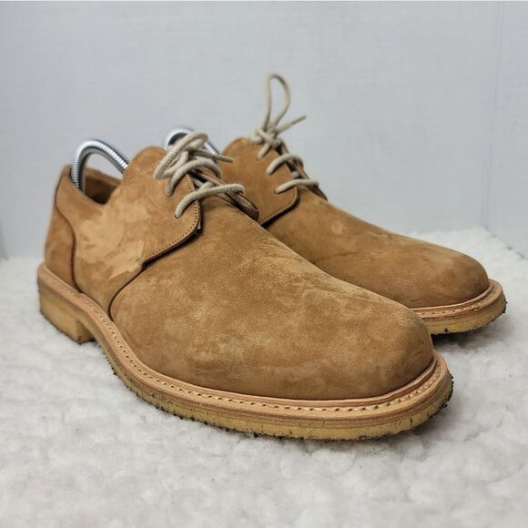 Façonnable Mens Derby Comfort Casual Shoes Size 8.5 Tan Nubuck Suede Crepe Sole - Picture 1 of 10
